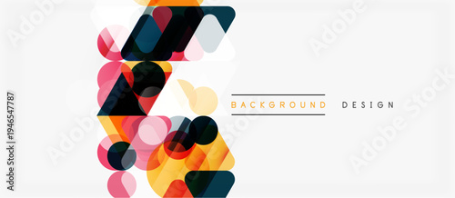 Abstract geometric shapes overlap, creating vibrant color composition. Modern design element for backgrounds, presentations.