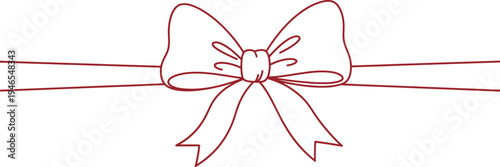 Elegant red bow with tied ribbon and loops on a plain white background illustration