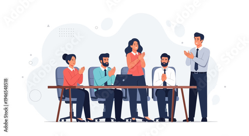 Business team applauding success in a meeting room, celebrating achievement