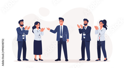 Business team applauding leader, celebrating success and teamwork