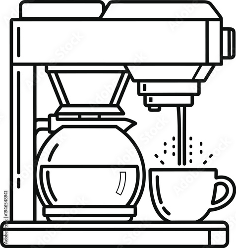 A coffee maker pouring coffee into a cup