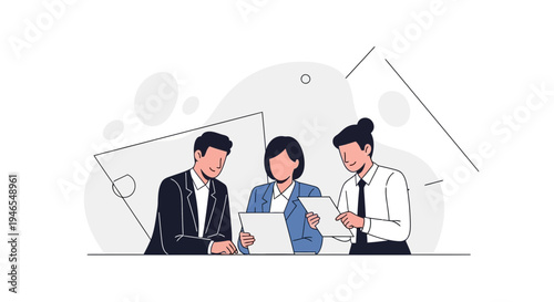 Teamwork and collaboration in business meeting, flat illustration