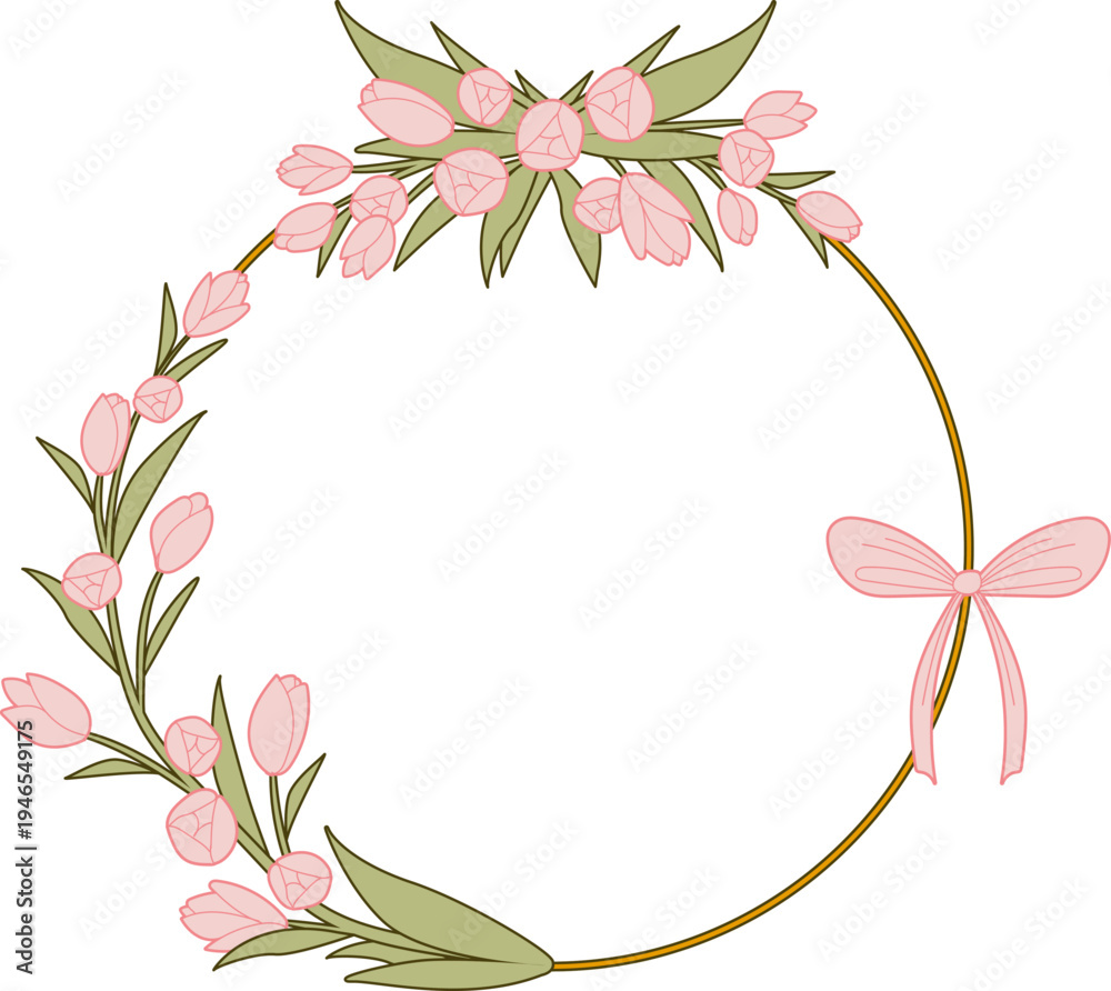 Fototapeta premium Сoquette Tulip Flowers Frame