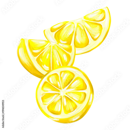 Canvastavla Oil Impasto Lemon Slices Composition