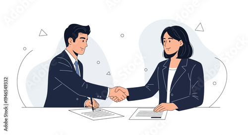 Business partners shaking hands over contract, agreement, partnership, success, teamwork