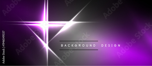 Purple, silver light streaks create abstract background. Gradient effect adds depth, modern feel. Text reads background design.