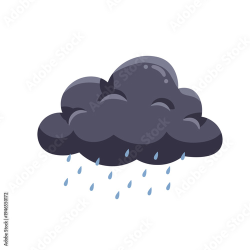 A dark gray rain cloud with raindrops.