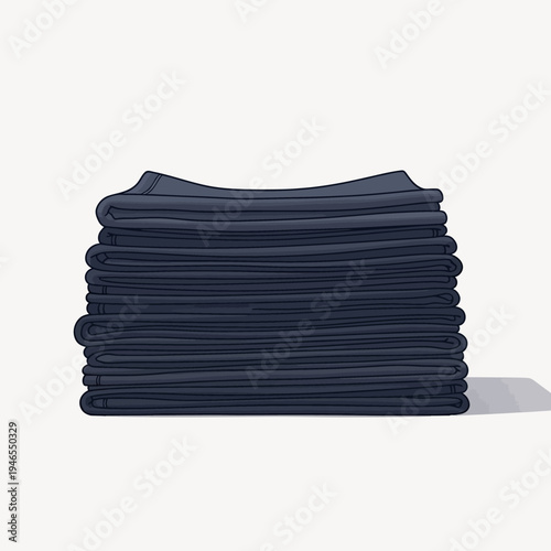 Stack of neatly folded navy blue towels.