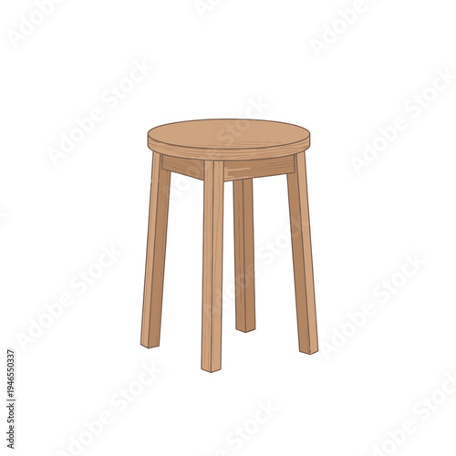 A simple wooden stool with three legs.