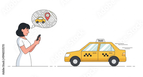 Woman hailing yellow taxi cab.