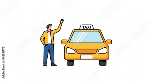Man hailing a yellow taxi.