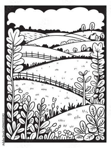 Nature monochrome coloring pages for adults and teens.
