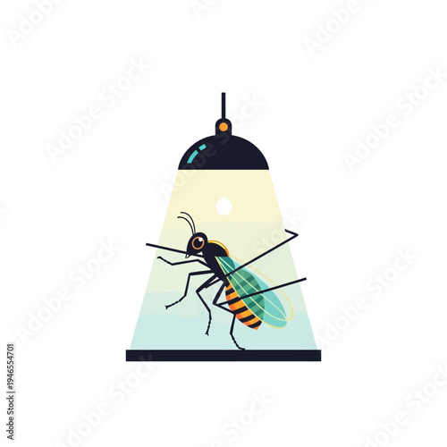 A colorful mosquito under a lamp.