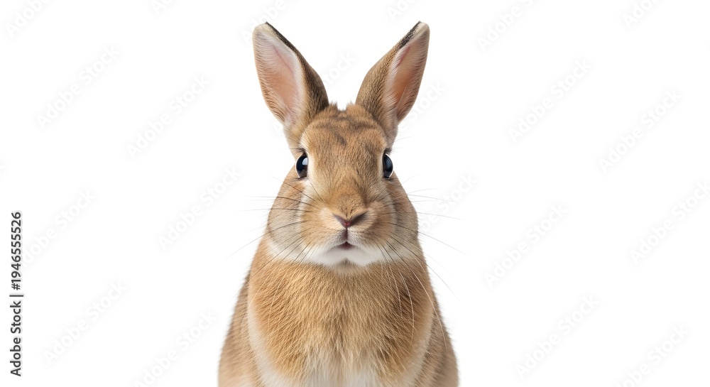 Obraz premium Closeup of a Brown Rabbit with Large Ears Looking Directly at the Camera