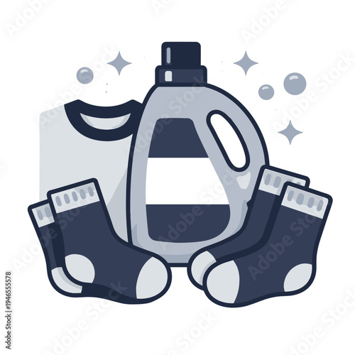 Laundry items including detergent and socks