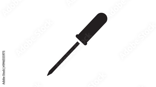 Pipette medical laboratory tool with a narrow tip for dispensing liquids in black silhouette on a white background.