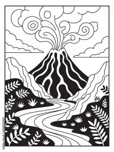 Nature monochrome coloring pages for adults and teens.
