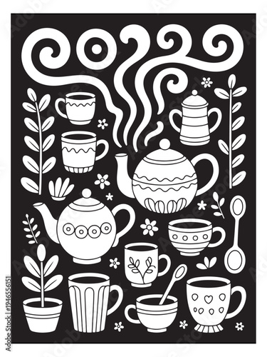 Nature monochrome coloring pages for adults and teens.