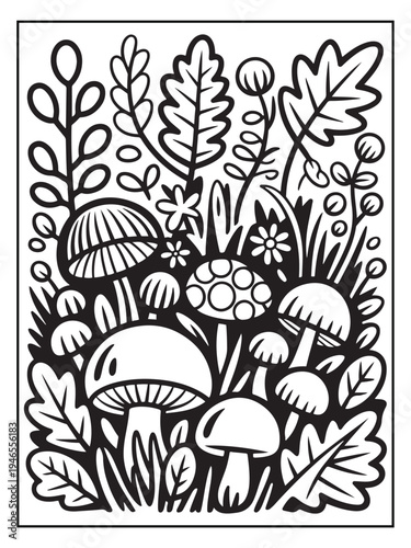 Nature monochrome coloring pages for adults and teens.