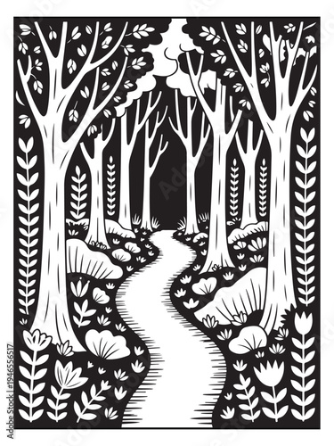 Nature monochrome coloring pages for adults and teens.