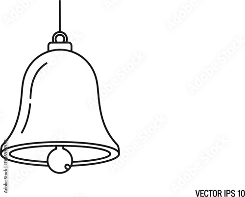 Simple line drawing of a hanging bell with a clapper inside