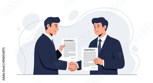 Businessmen shaking hands over contract agreement, partnership deal, successful negotiation