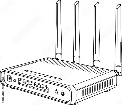 Wireless router with four antennas for strong internet connection and signal