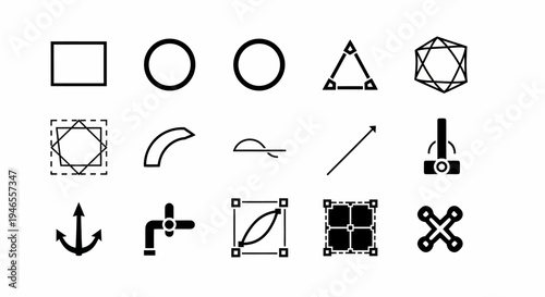 Black and white design icons set.
