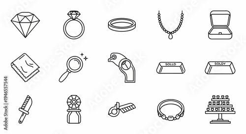 Jewelry icons for design and luxury.