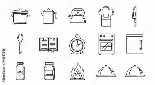 Kitchen Utensils and Cooking Icons.