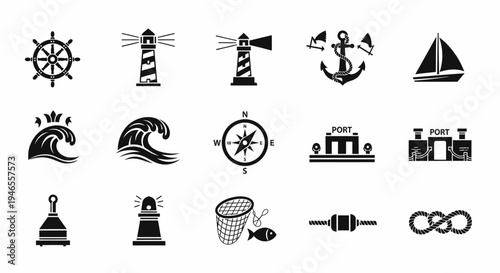 Nautical icons and symbols collection.