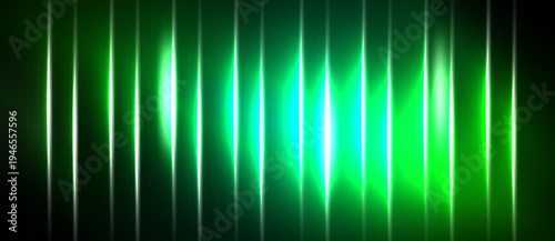 Bright green lines create visual soundwave effect. Gradient shades suggest energy, motion, vibrant digital display.