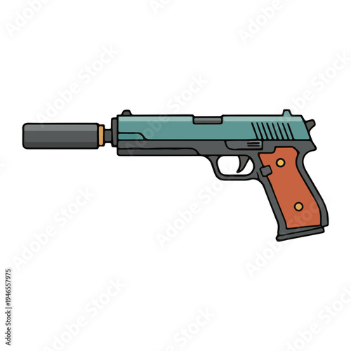 Silenced Pistol Illustration