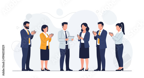 Business Team Applauding Success, Collaboration and Achievement