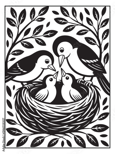 Nature monochrome coloring pages for adults and teens.