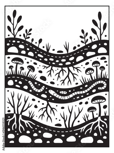 Nature monochrome coloring pages for adults and teens.