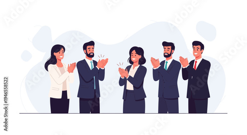 Business Team Applauding Success - Diverse Professionals Celebrating Achievement