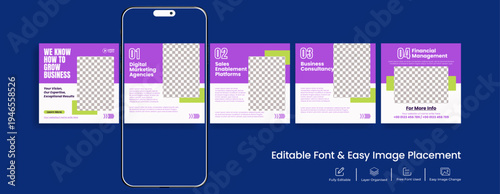 Modern Instagram Carousel Social Media Template Bundle for Influencers, Content Creators and Bloggers, Editable Marketing Slides with Motivational Quotes, Coaching Tips, Branding Posts, Banner Set