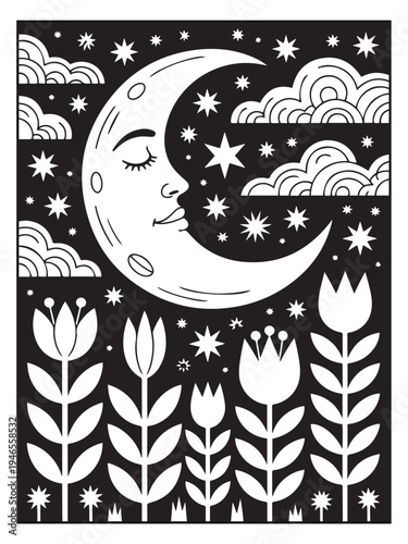 Nature monochrome coloring pages for adults and teens.