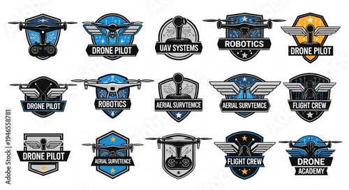 Collection of Drone Pilot and Robotics Themed Logo Designs.