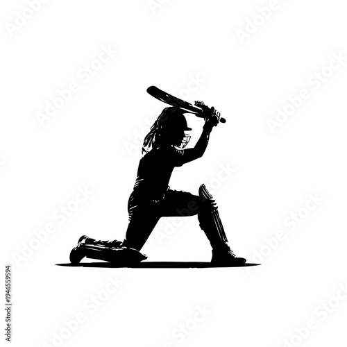 A person in a crouched position holding a baseball bat over their head.