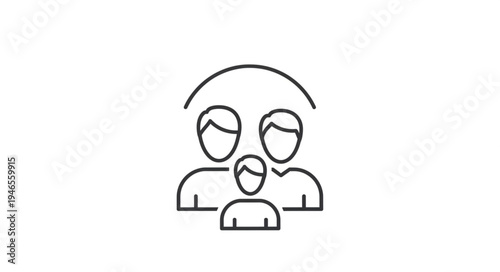 Simple Line Art Icon Representing Family Unit.