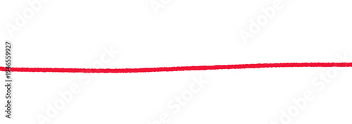 Red thread or yarn with pin for sewing and embroidery. Continuous thin cotton line with simple textile texture isolated on background. Sewing element for craft or textile design.