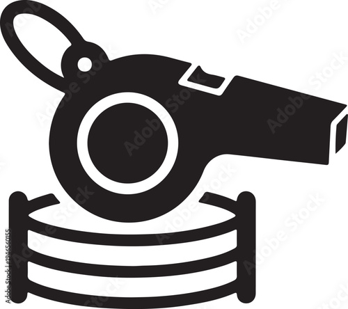 Vector referee whistle icon on sports stadium isolated PNG with Transparent Background