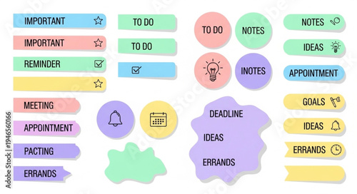 Colorful Sticky Notes and Labels for Planning and Organization.