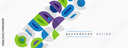 Colorful geometric shapes overlap, creating dynamic visual texture. Simple design suitable for backgrounds, presentations.