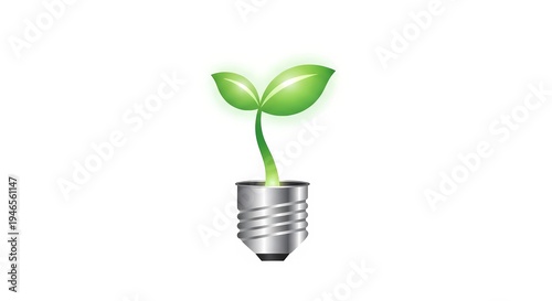 Eco Friendly Concept with Green Sprout Growing from Light Bulb Base Minimalist Vector Illustration for Sustainability and Green Energy Ideas