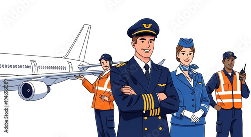 Airline Crew and Aircraft Team.