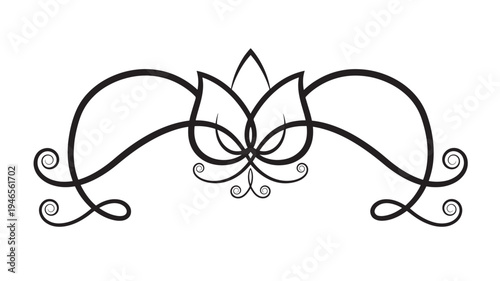 Symmetrical black scrollwork border with floral accents and delicate swirls, evoking vintage elegance and sophisticated design.