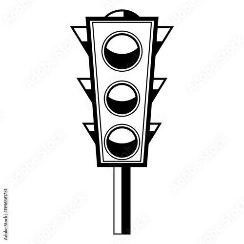 Traffic Light Vector Icon, Black and White Street Signal Illustration, Stop and Go Transportation Symbol